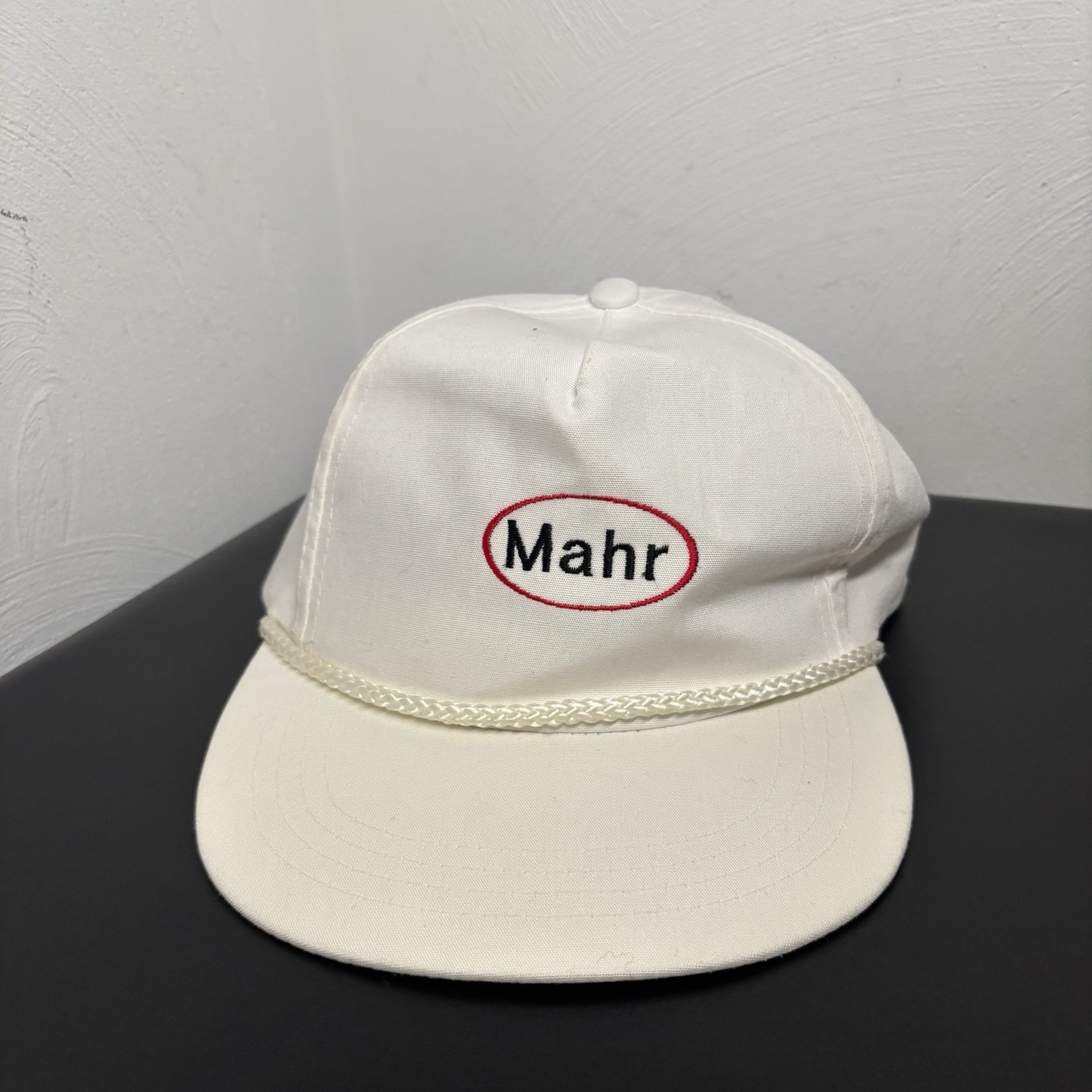 Vintage Yupoong White Rope Hat Strapback Mahr Mens Trucker Cap Casual Dad
